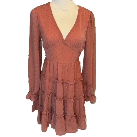 Altar’d State Pink Tiered Dress S Blush Mauve - Picture 1 of 2